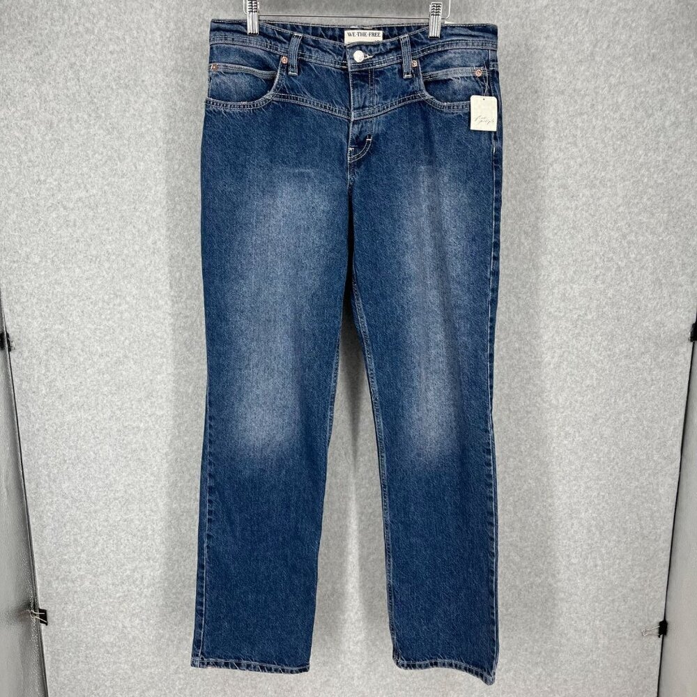 We the Free People Moxie Low Slung Pull On Barrel Jeans Size 29 Dark Romance NEW